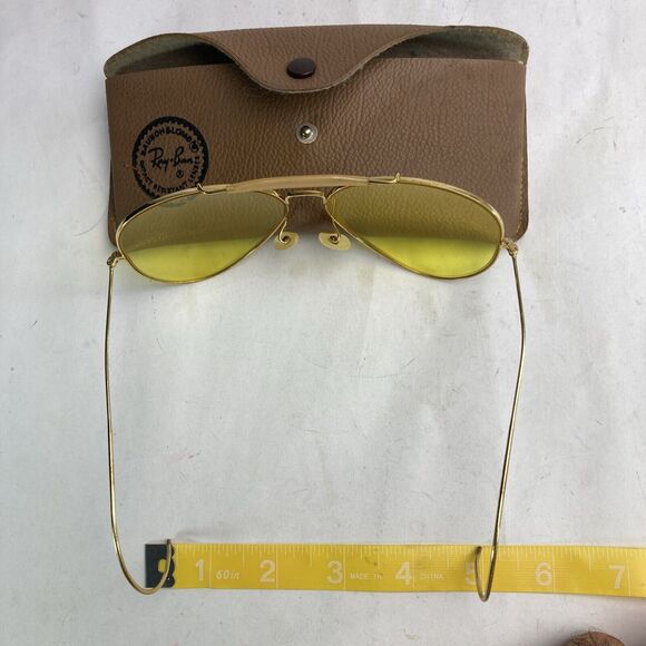 VINTAGE 60s B&L RAY BAN OUTDOORSMAN Aviator Sunglasses Yellow - Picture 12 of 14